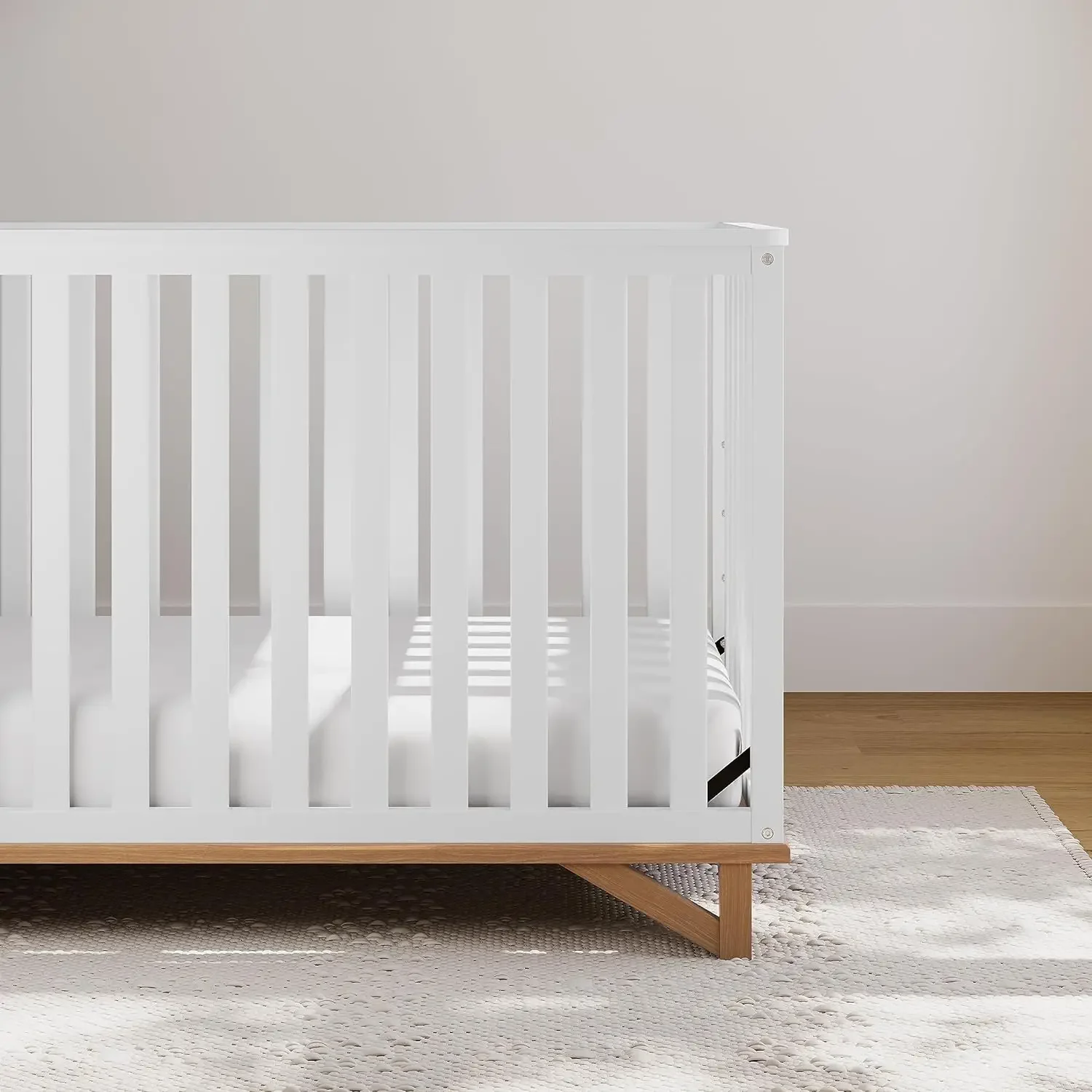 Storkcraft Santa Monica Convertible Crib, White with Vintage Driftwood, Gold Certified, Modern Design, 5 in 1