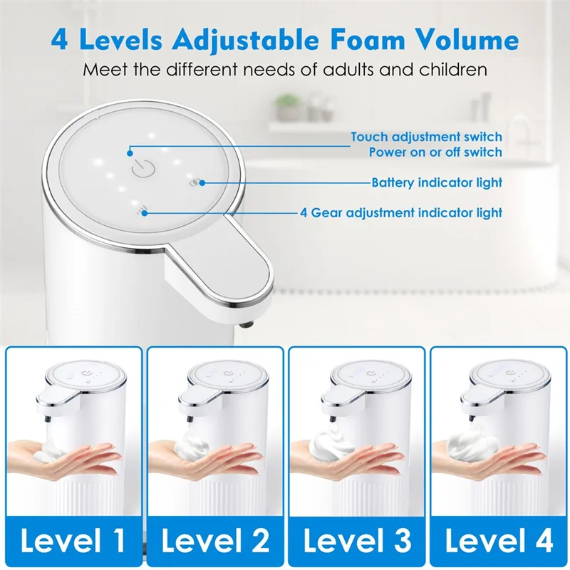 

【Price Drop】Automatic Foaming Soap Dispenser,Adjustable Electric Foam Hand Soap Dispenser,Touchless For Bathroom, Kitchen,13.5Oz