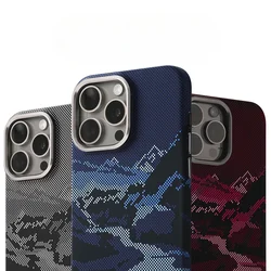 Abstract Landscape Relief for MagSafe Phone Case for iPhone 16 15 14 Pro Max 17 Wireless Charge Alloy Lens Shield Hard PC Cover