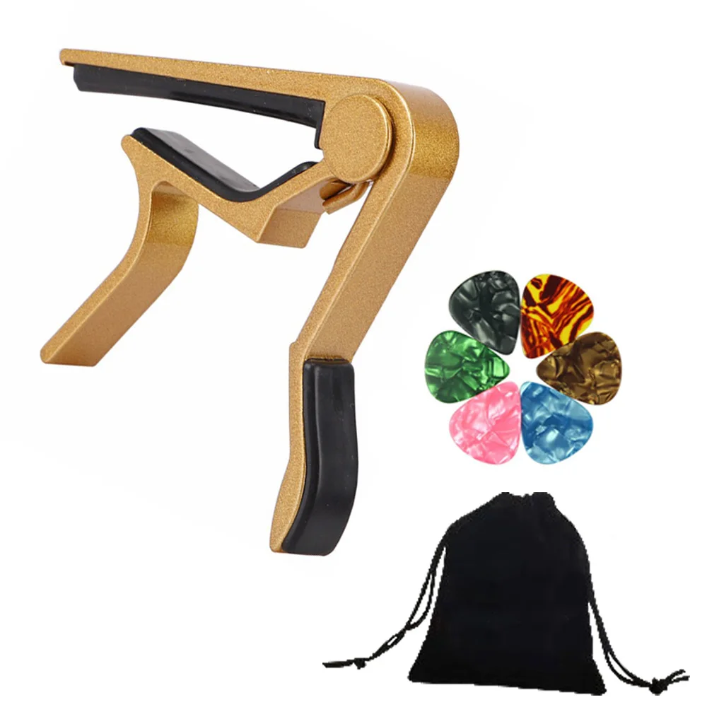 Guitar Capo for Acoustic Electric Guitar/Ukulele Guitar Clip Professional Zinc Ukulele Capo+6 PCS Guitar Picks+Guitar Picks bag