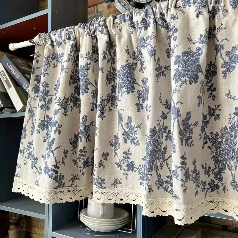 1pc Romantic Soft Floral Printed Sheer Curtain, Rod Pocket Design, For Living Room, Bedroom, Balcony, Kitchen image 2