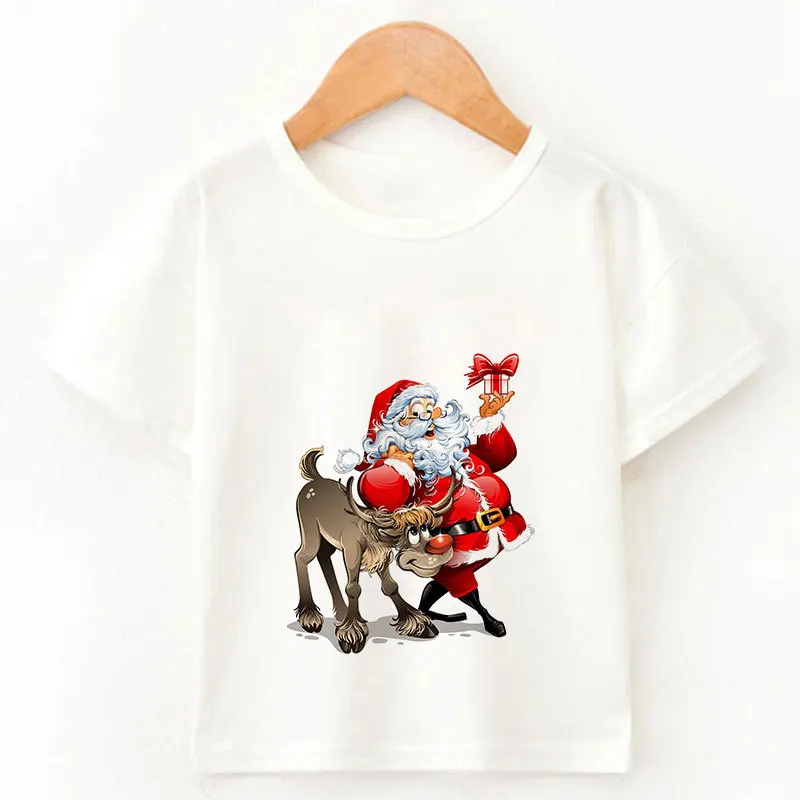 Christmas Tshirt Kids  Cartoon Santa Claus Christmas T-shirt Christmas Clothes for Boys and Girls Clothes