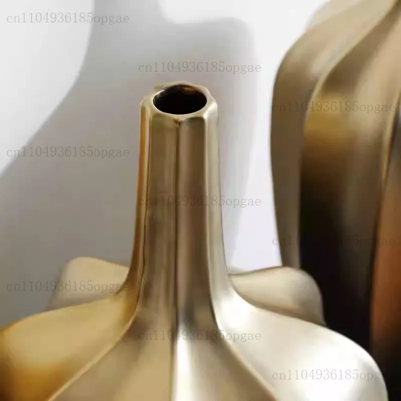 Vase galvanisé ornements salon Arrangement de fleurs fleurs sèches en céramique or Vase ornements