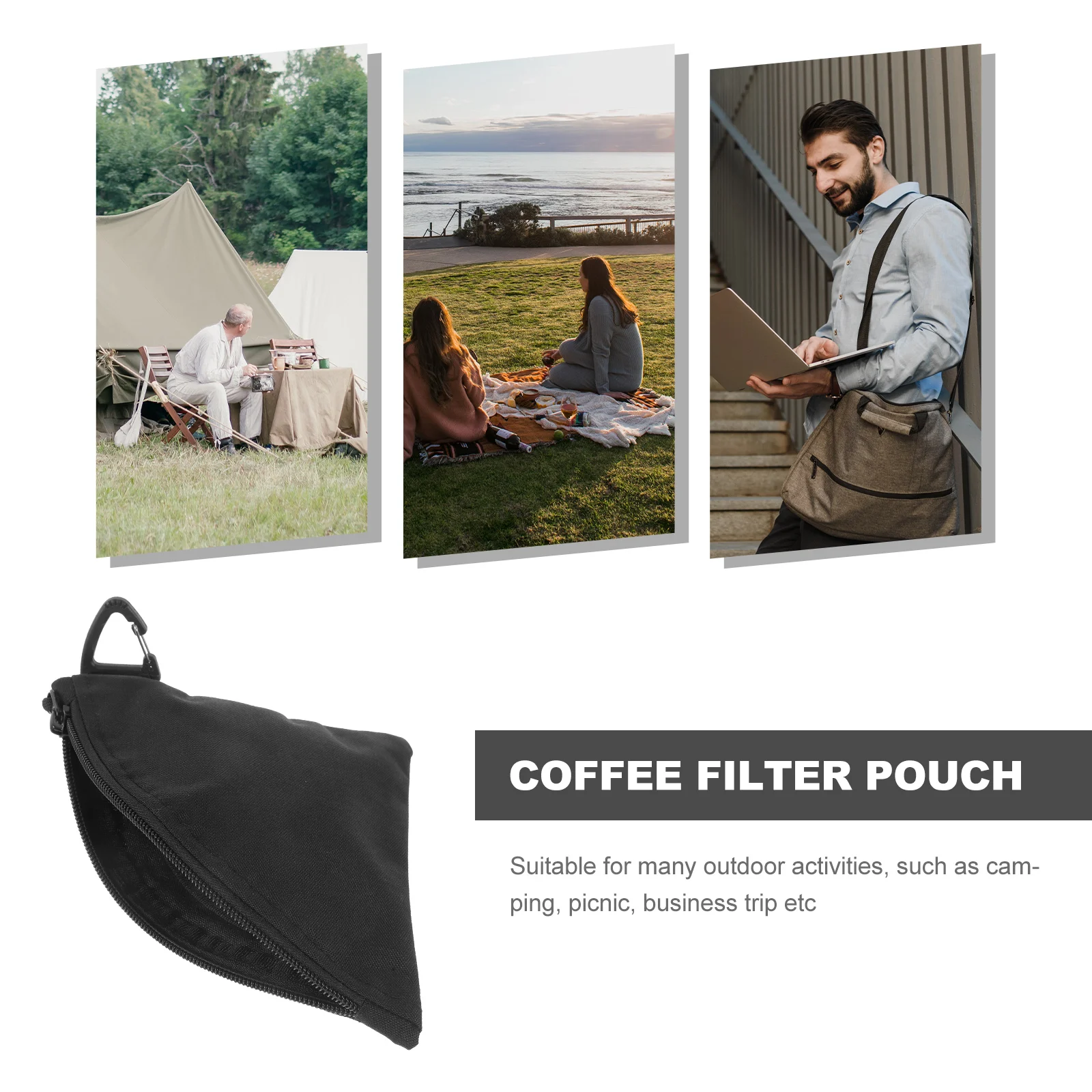 

Hook Storage Bag For Coffee Filter Paper Durable Polyester Holder Outdoor Camping Organizer Pouch Container Accessory