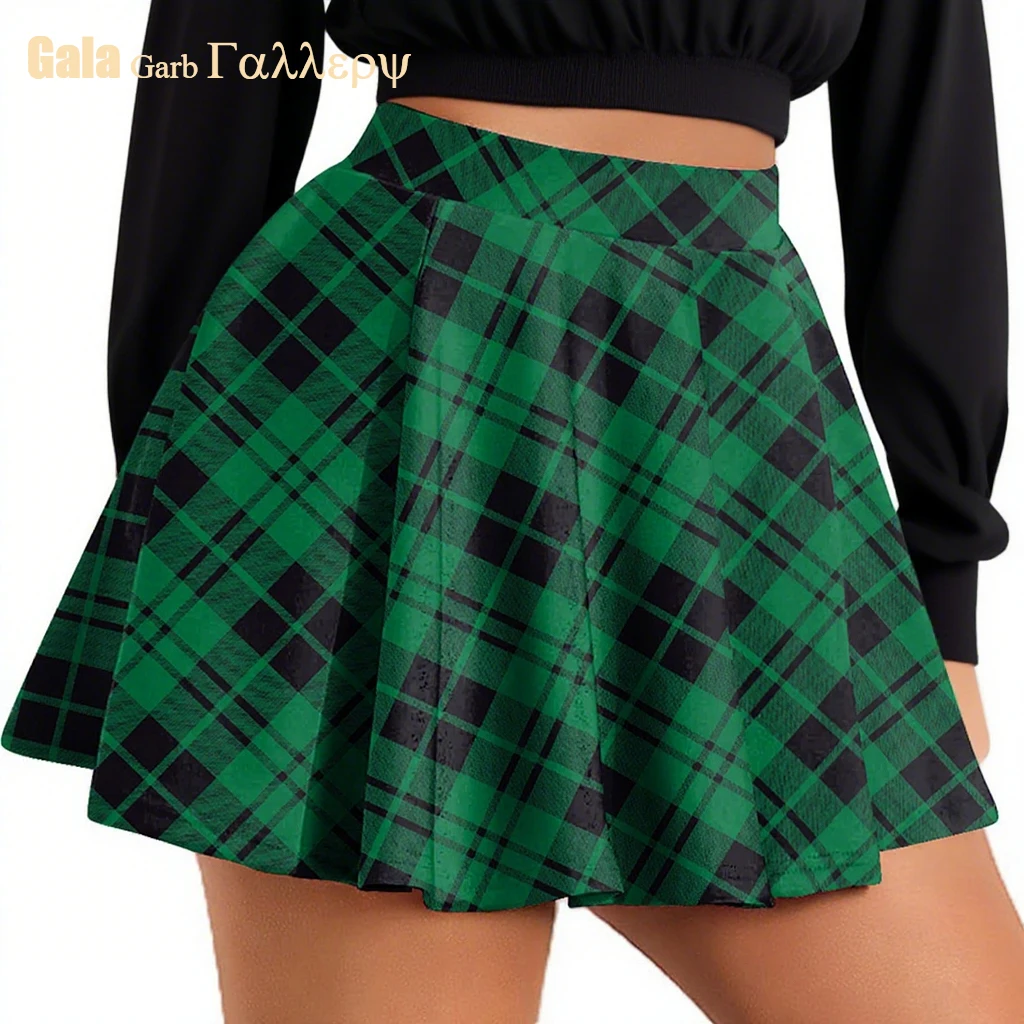 Gothic Sweet Women Pleated Skirt Fashion Plaid Mini High Waist Chic Skirt Kawaii Green Casual Ladies Plaid Pleated Skirt 2026