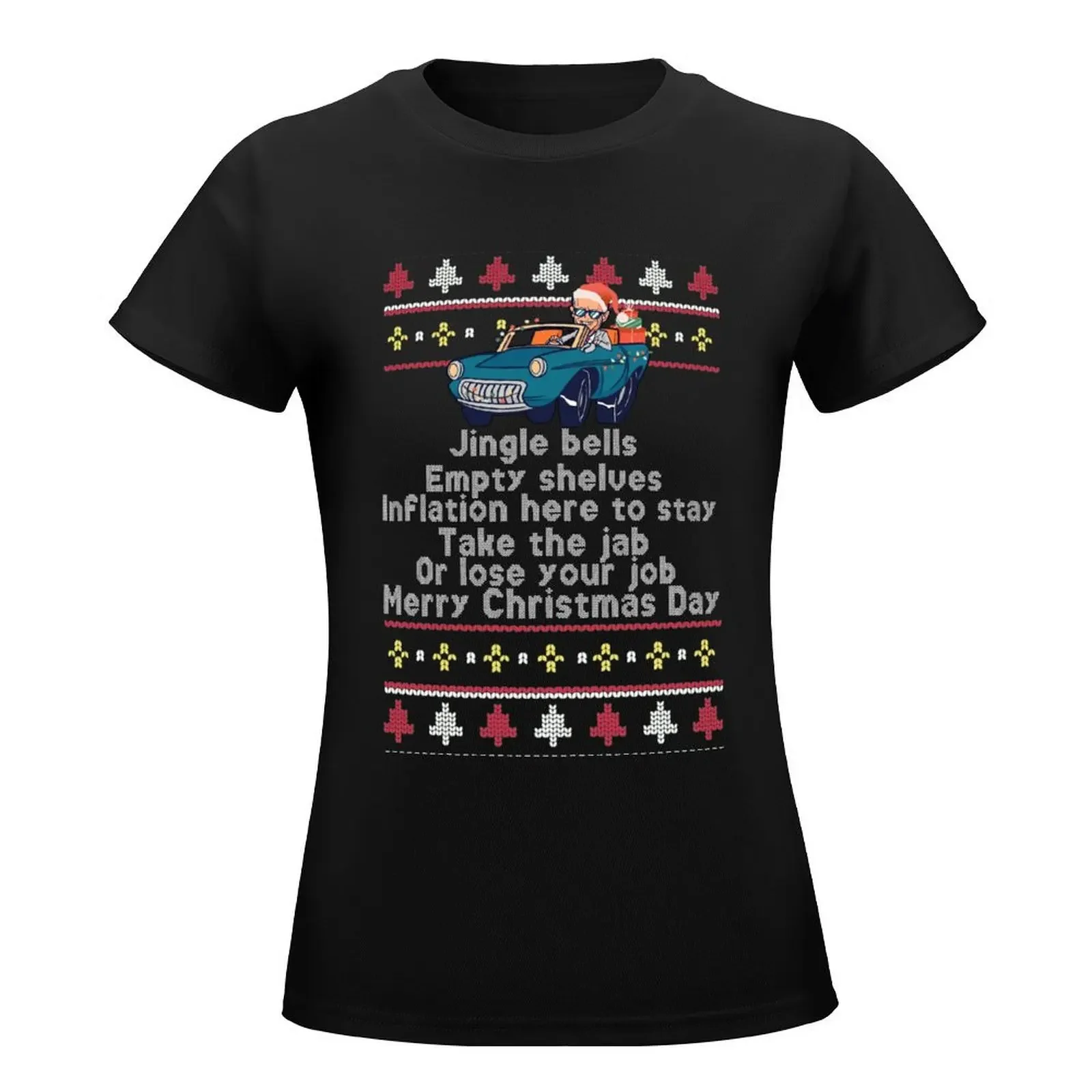 Jingle Bells Empty Shelves Biden Ugly Christmas Sweater Xmas T-Shirt plus size tops tees western t shirts for Women