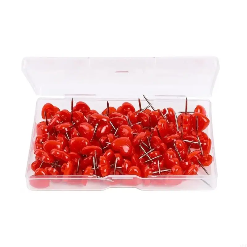 Y5LC 100 ชิ้น/กล่อง Heart Push Pins หมุดแผนที่ตกแต่งแผนที่ Tacks ตกแต่ง Pushpins