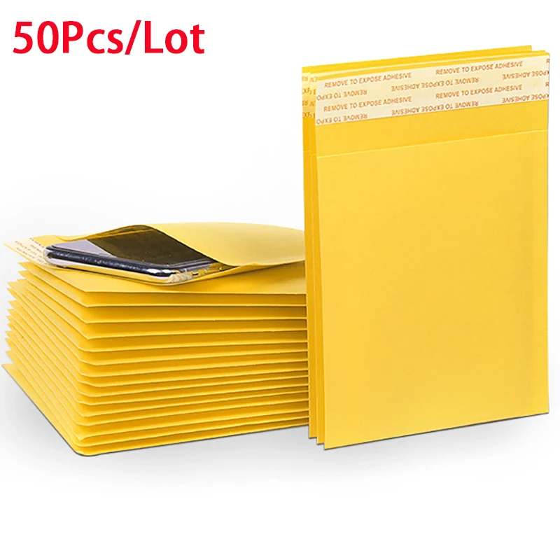 50 PCS/Lot Kraft Paper Bubble Envelopes Bags Mailers Padded Shipping Envelope With Bubble Mailing Bag Drop Shipping