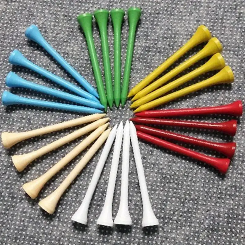 20pcs/Lot /1 Pack Multi Color Plastic Golf Tees 70mm Durable Rubber Cushion Top Golf Accessories
