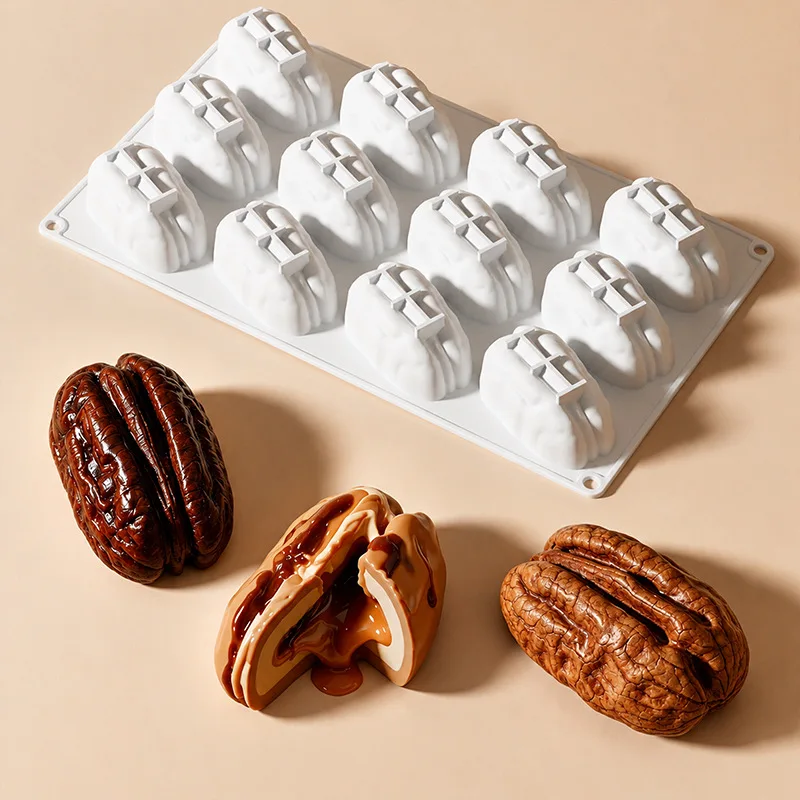 

12 Cavity Walnut Food Grade Silicone Molds 3d Pecan‌ Fondant Mousse Cake Chocolate Epoxy Resin Mold Baking Accessories