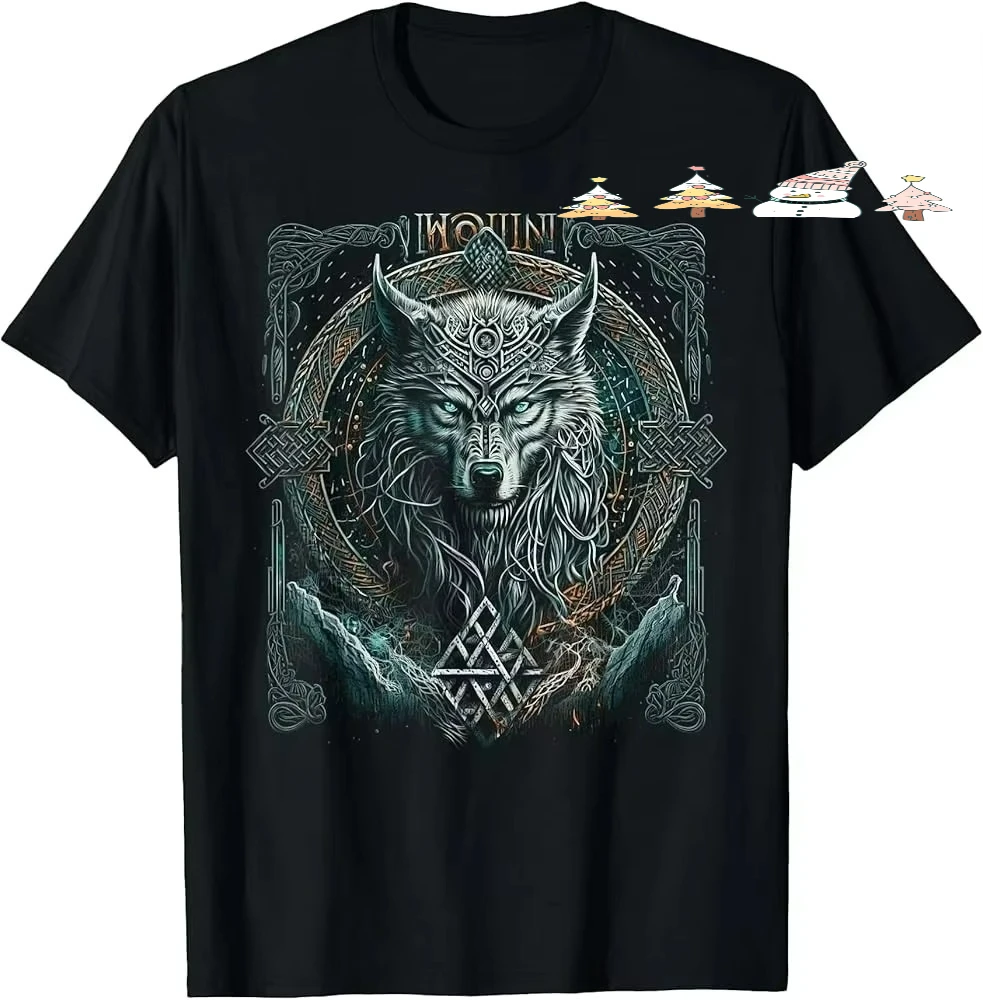 Wolf Northman Valhalla Norse Mythology T-Shirt 100% Cotton O-Neck Short Sleeve Summer Casual Mens T-shirt Streetwear