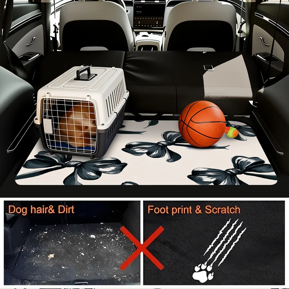 1pc Black Ribbon Bow Design Car Trunk Mat- Fits SUVs/Sedans/Wagons, Elegant& Stylish Accessory For Chic Auto Interior Decoration