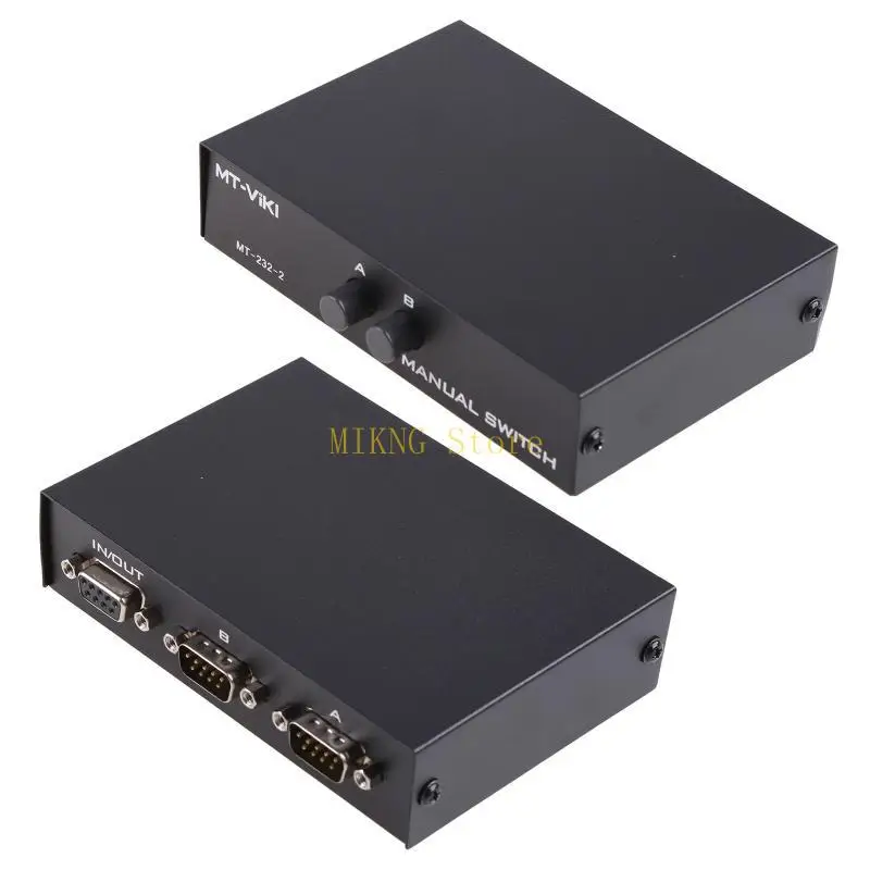 DB9 Pin Serial RS232 Switch Box Manual Button for PC Sharing to Serial Device best sale