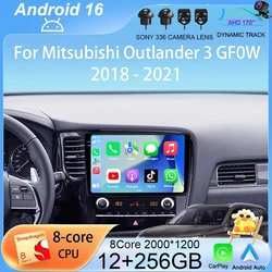 Android 16 Carplay Car Radio For Mitsubishi Outlander 3 GF0W 2018-2021 2din Multimidia Video Player Navigation Head Unit Stereo