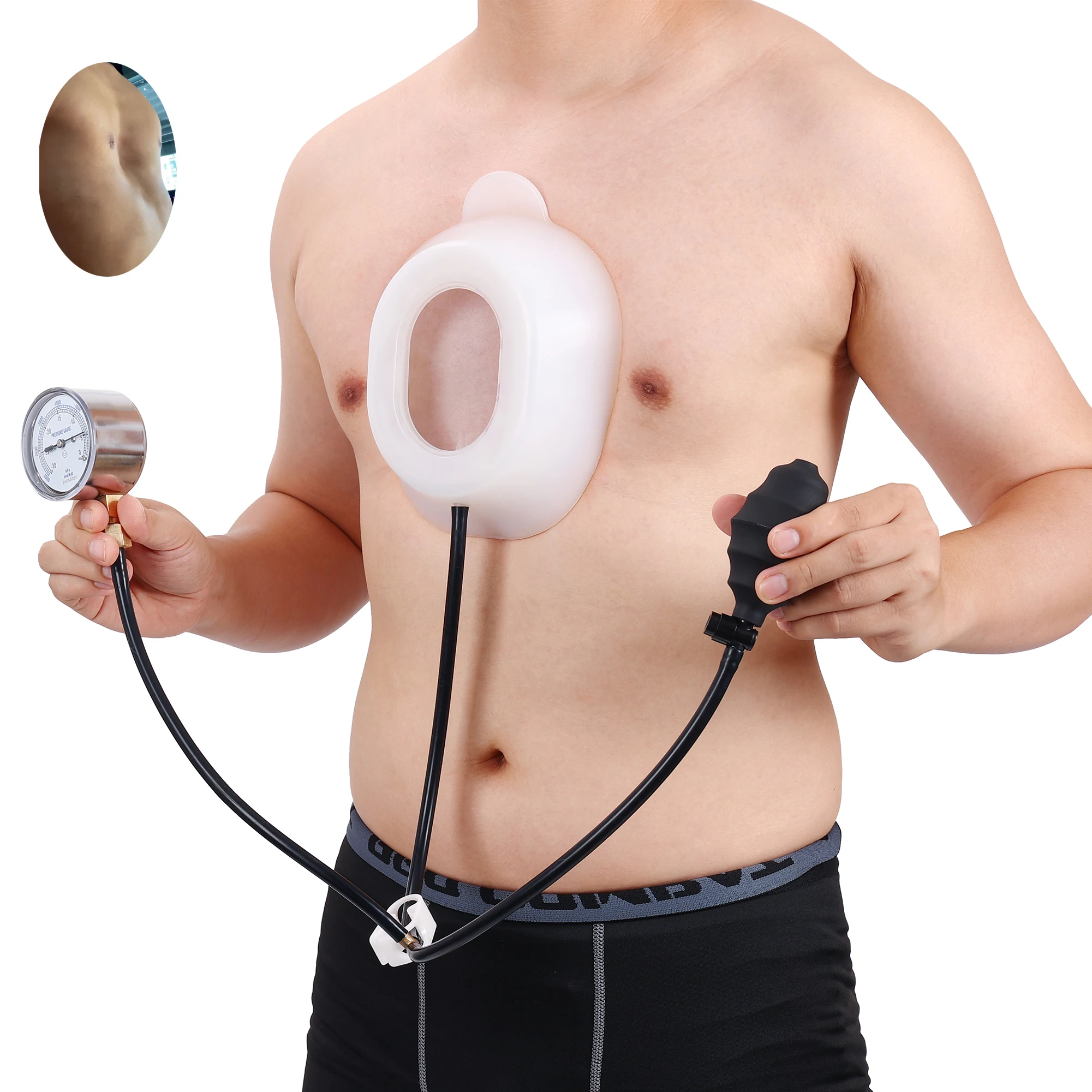 Pectus Excavatum Vacuum Bell - Pectus Excavatum Orthosis Brace,Physical Correction,Washable,with Pressure Gauge