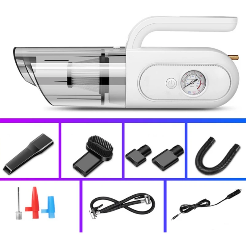 Handheld Vacuum Cleaner With LED Light,Multifuctional Cleaner With Tire Pressure Monitoring Inflation Easy To Clean