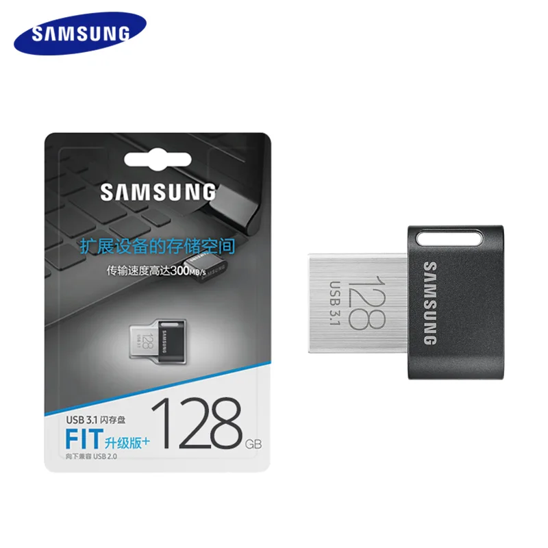 Original SAMSUNG Mini USB3.1 Stick FIT Plus Memory Drive 64 GB 128 GB 256 GB Lesen Sie bis zu 300 MB/S Flash Pen Drive für Desktop-Laptop