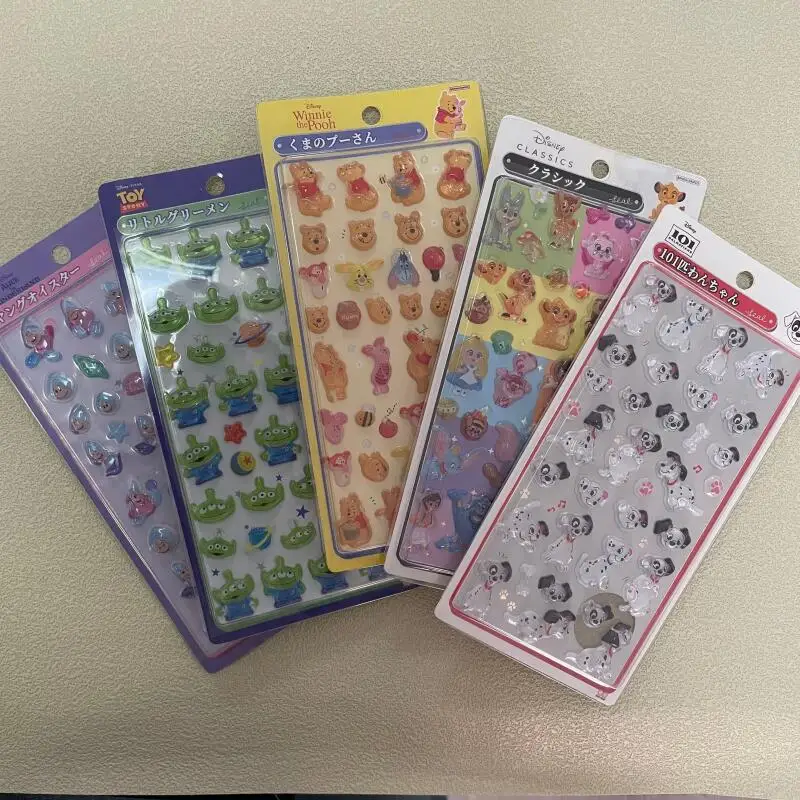 

Disney Kawaii Cartoon Pooh Bear Dumbo 3D Crystal Relief Phone Case Sticker Creative Student Reward Hand Account Stickers Gift