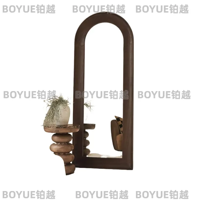 Full Body Solid Wood Frame Mirror HD Wall Hanging Floor Standing Dressing Mirror for Bedroom Home Decor Fitting Room Use