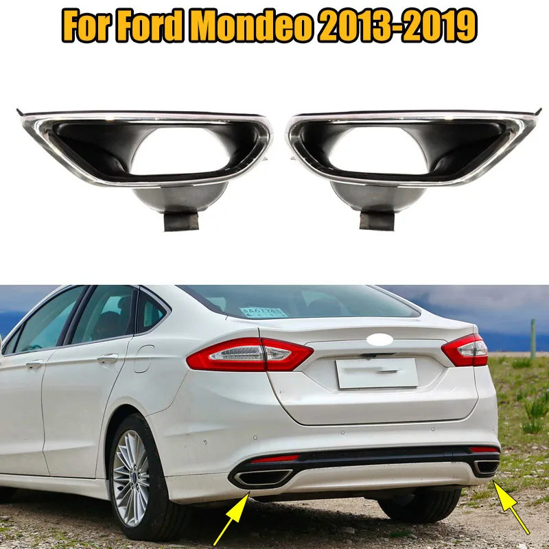 Stainless Steels Rear Bumper Muffler Trim Cover Rear Bumper Exhaust Pipe Frame Rear Foglamp Exhaust End For Ford Mondeo 2013-19