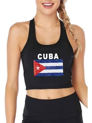 CUBA National Flag Graphical Sexy Slim Fit Crop Top Customizable Cotton Tank Tops Cuban Sports Fitness Camisole