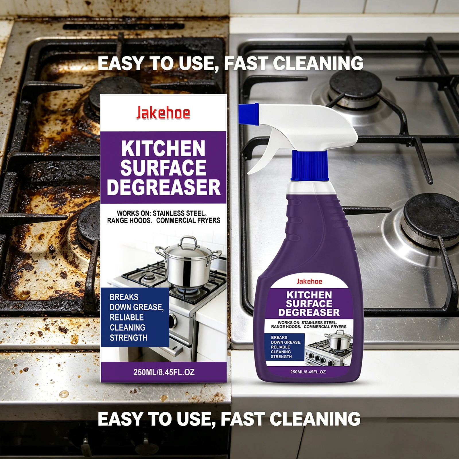 Kitchen Degreaser Spray Breaking Down Greasy Residue Polishing Restore Luster Suitable for Stainless Steel Ceramic Oven Cleaner