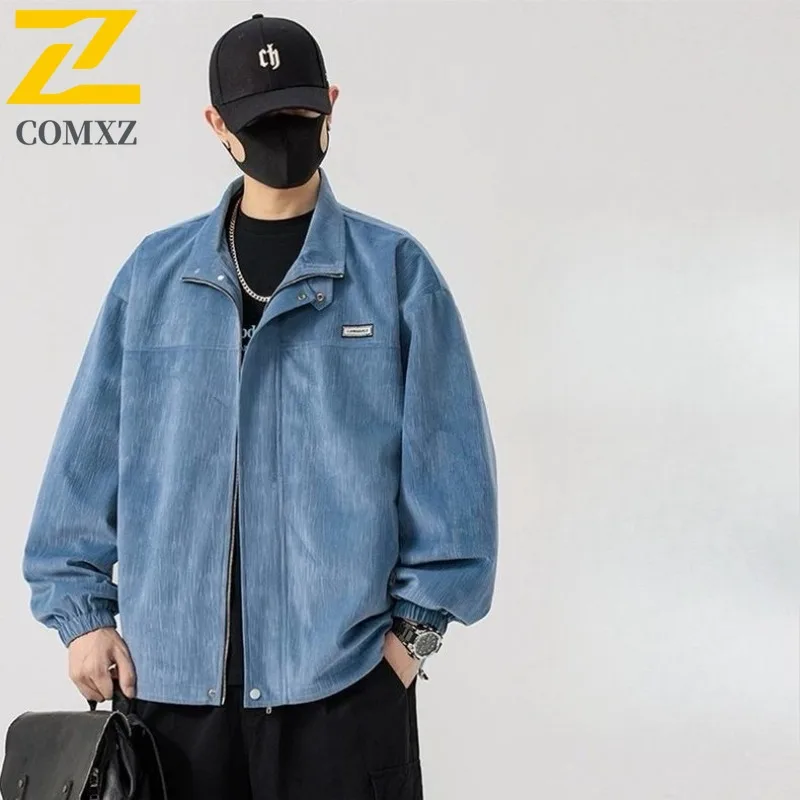 

COMXZ 2025 Мужская куртка с воротником-стойкой, удобные пальто для кемпинга, путешествий, ветрозащитная легкая весенне-осенняя ветровка