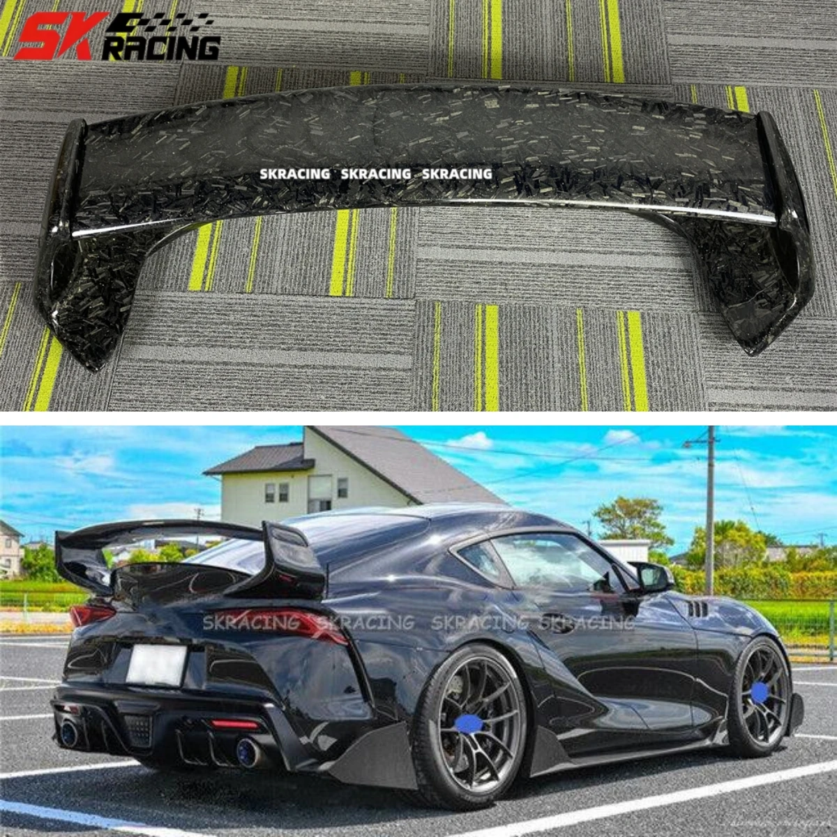 Rear Spoiler Wing For Toyota Supra A90 MK5 2019-2021 GT Trunk   Forged Carbon W/Gold Glitter Car Assecories Bodykit