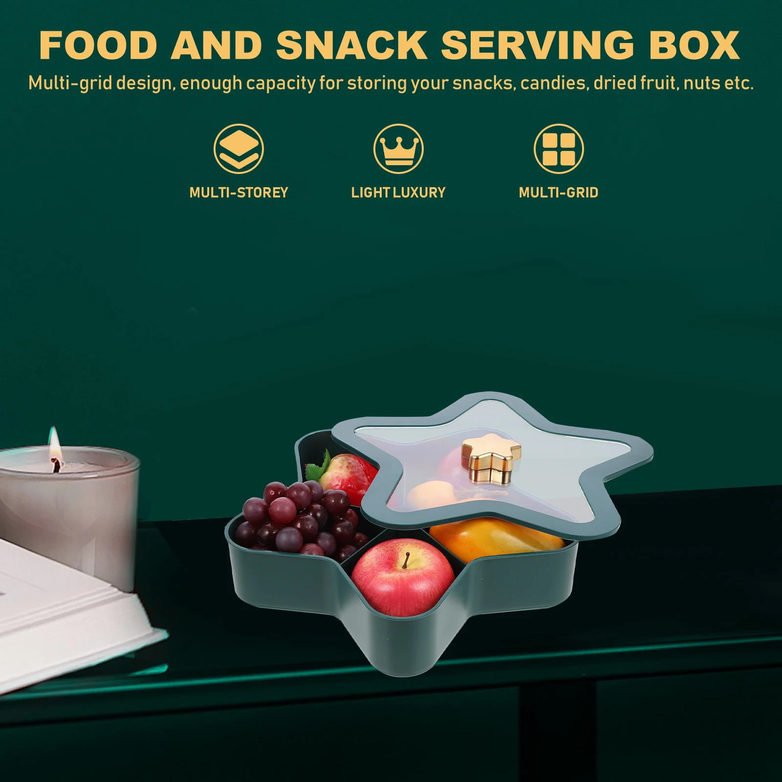 

Candy Plate Serving Tray with Lid Food Storage Serve Snack Holder Platter Plastic Organizer Platters