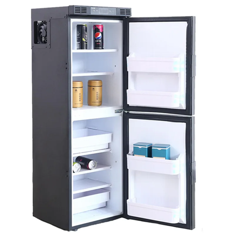 RV Refrigerator 12/24V48V DC Full Freeze Refrigeration Mode Adjustable Large Size Double Door Ice
