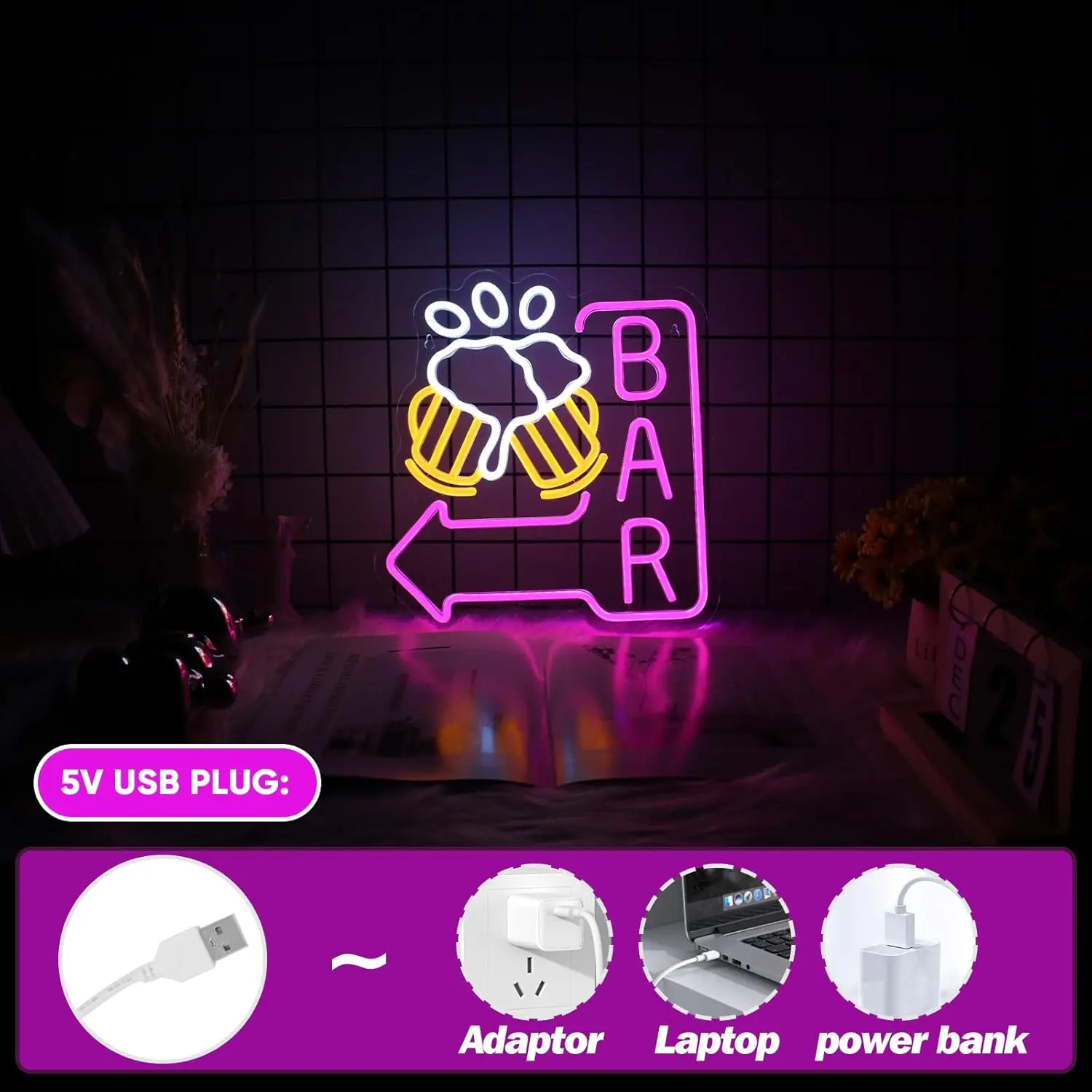 Bier Neon Sign USB Powered Dimbare LED Bar Sign voor Home Bar Tavern Club Pub Party Man Cave Decoratie Neon Light