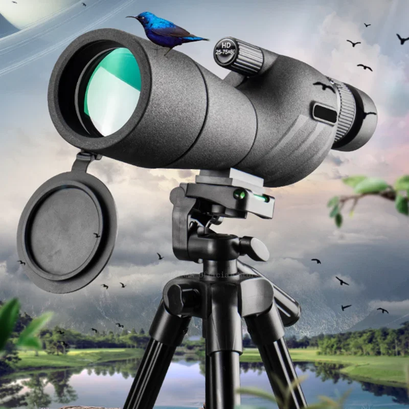 

25-75x60 Powerful HD Monoculars Zoom Telescope Binoculars Bak4 Prism With Tripod Outdoor Bird Watching Telescope