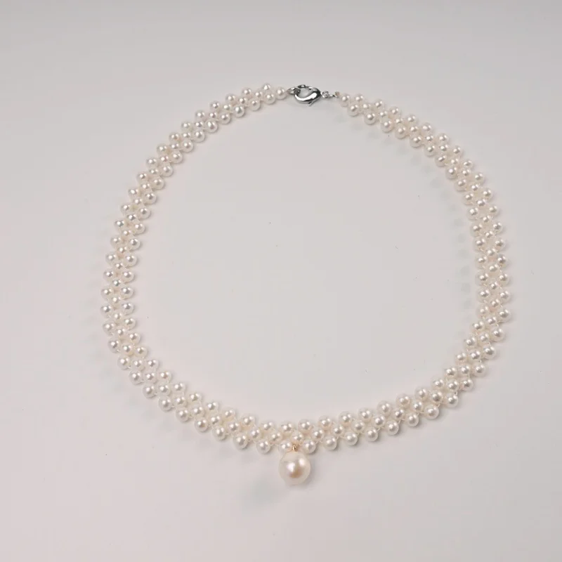 

Original Design Fine Jewelry Natural Freshwater Pearl necklace pendant double-layer Elegant Pure Banquet Wedding luxury X1062