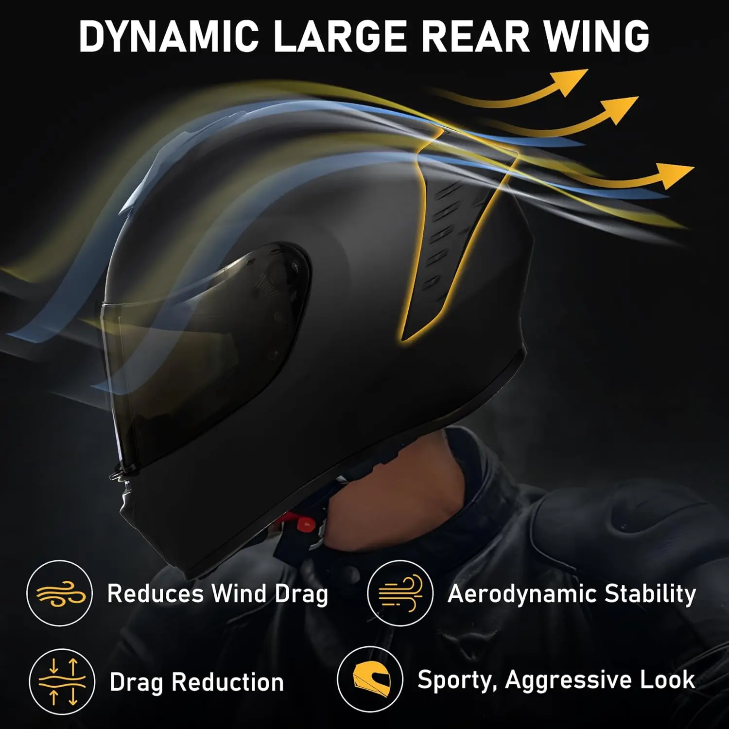 Full Face Motorcycle Helmet with 2 Visors and Anti-fog Film, DOT Approved Street Bike Helmet for Adult Men Women (Black, X-Large