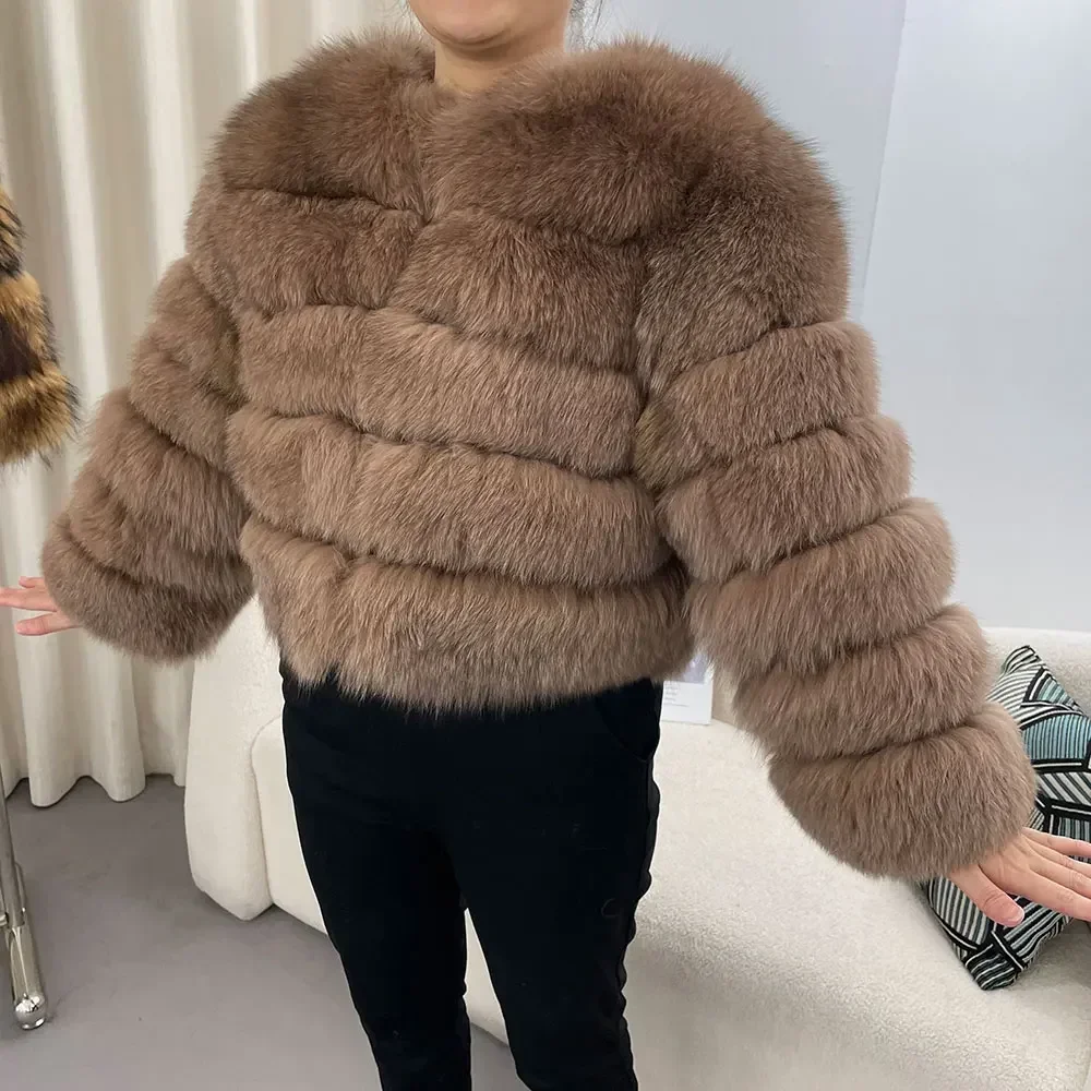 Natürliche Fuchs Pelz Jacke Frauen Winter Pelzmantel Fuchs Pelzmantel 2024 Oberbekleidung Oansatz Dicke Warme Luxus Weibliche Echt Waschbären Pelz jacke