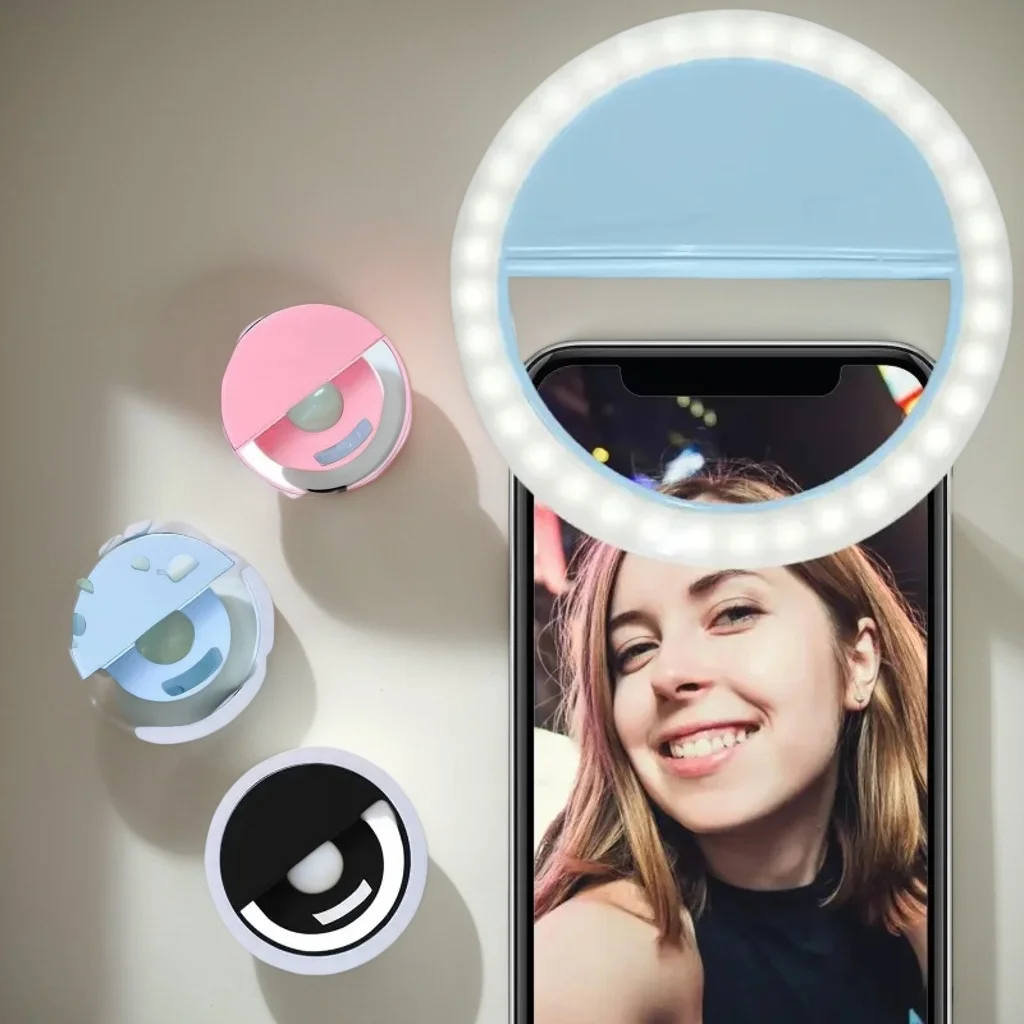 USB-aufladbares Telefonkamera-Licht – Fülllicht mit einstellbarer Helligkeit und tragbarem wiederaufladbarem Selfie-Ringlicht