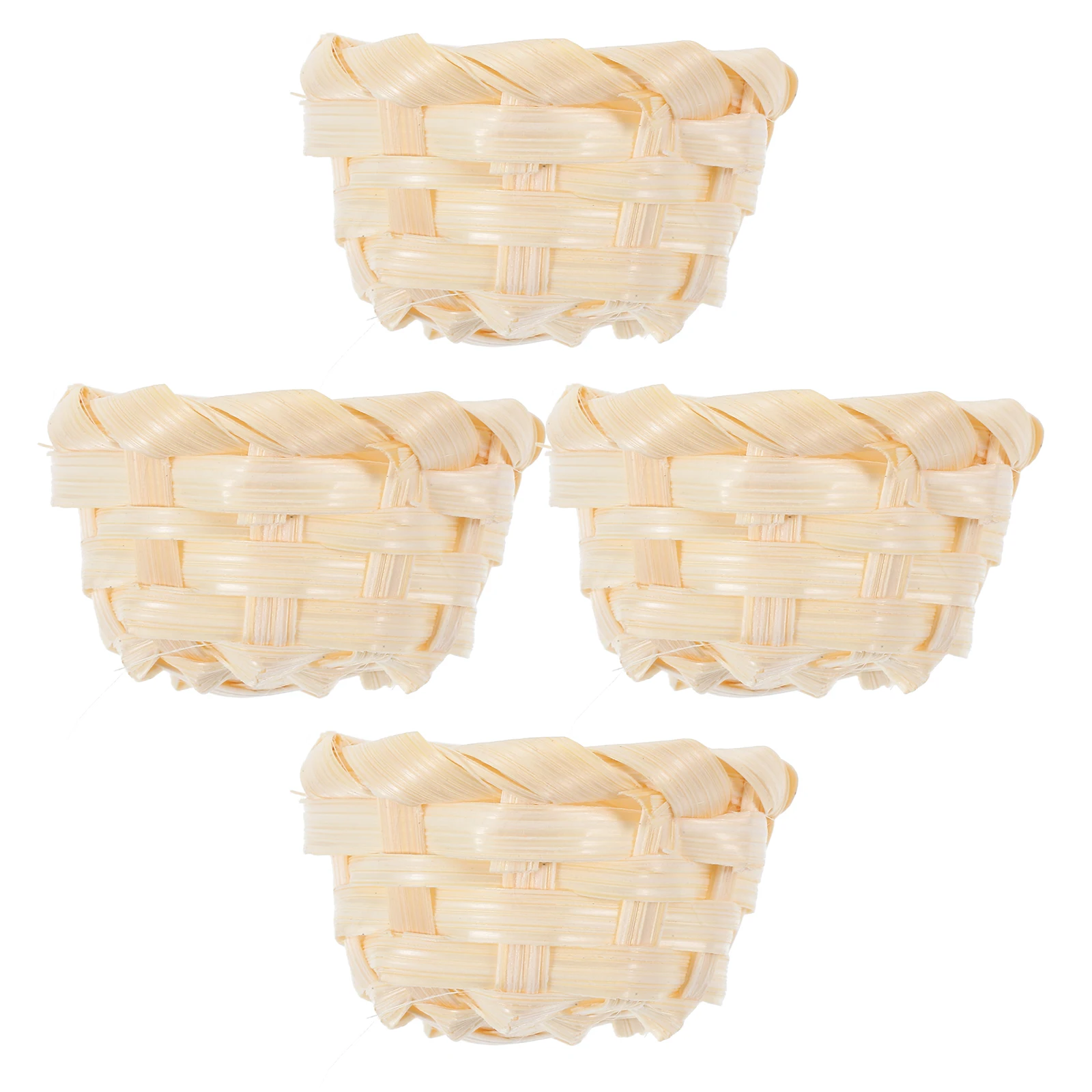 

4pcs Miniature Bamboo Baskets Hand-Woven Small Woven Flower Baskets For Dollhouse Garden Decoration Diy Micro Scene Props Mini