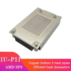 COOLSERVER P11 1U 3 Heat Pipes CPU Cooler SP3-TR4 Desktop Computer Server Radiator For AMD SP3 Platform