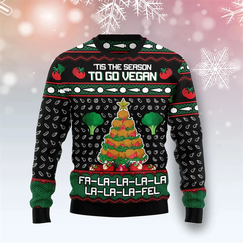 New In Vegans Ugly Christmas Sweater Fashion Funny Holiday Xmas 3D Printed Men Women Sweatshirt Trend Streetwear Pullovers Tops