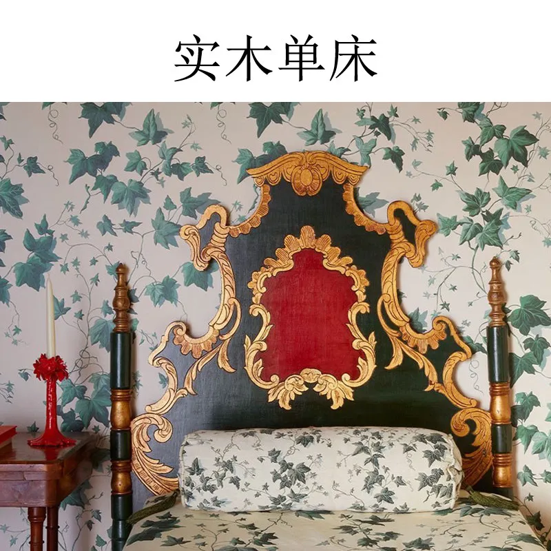 American country carved bed/retro double wedding bed/double solid wood bed customization