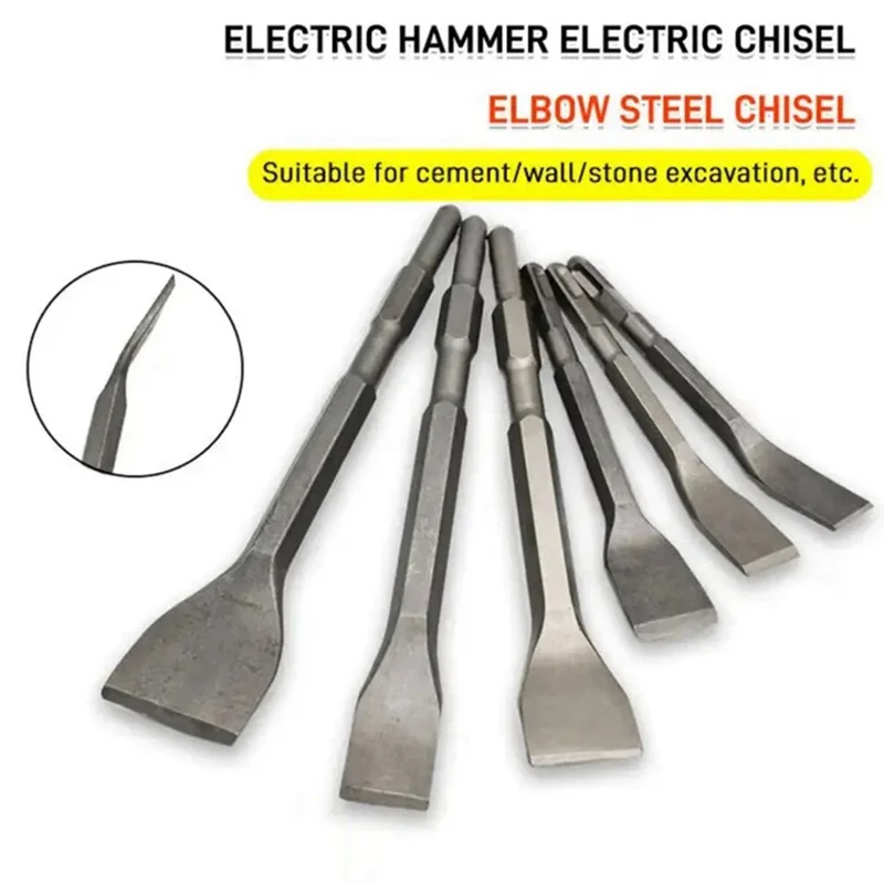 

ABJO-5PCS Electric Hammer Pick Scraping Chisel Slotting Drilling Masonry Flat Point Chisels Round Handle