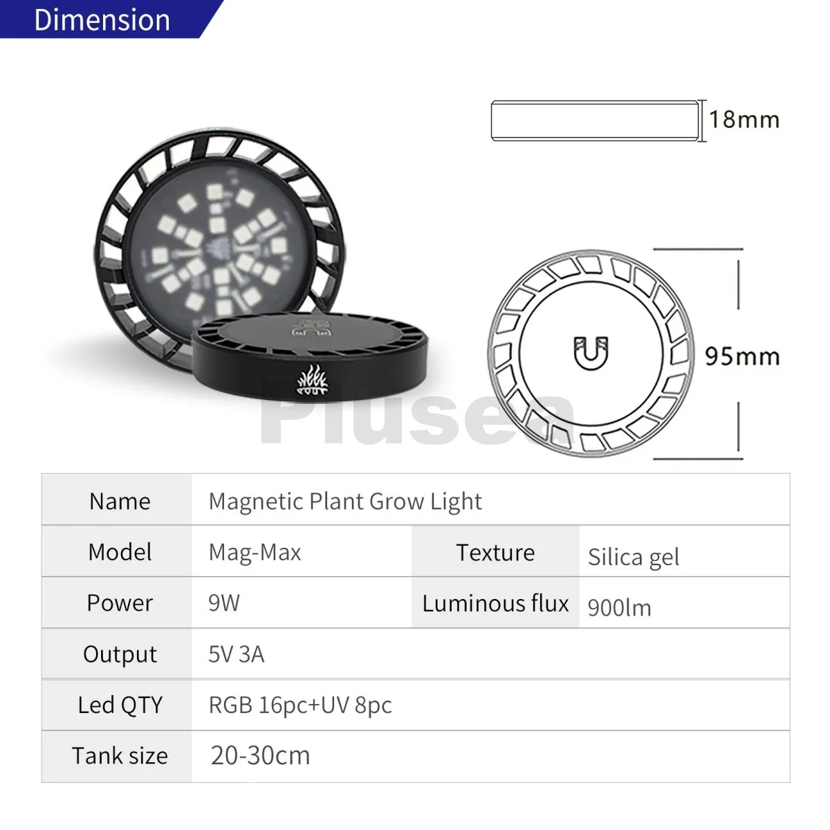 WEEK AQUA Mag-Pro/Max Nano RGB+UV Licht USB Pflanzenwachstumslampe Bluetooth App-Steuerung für Süßwasser-Aquascaping Pflanzen-Aquarium – Detail 14