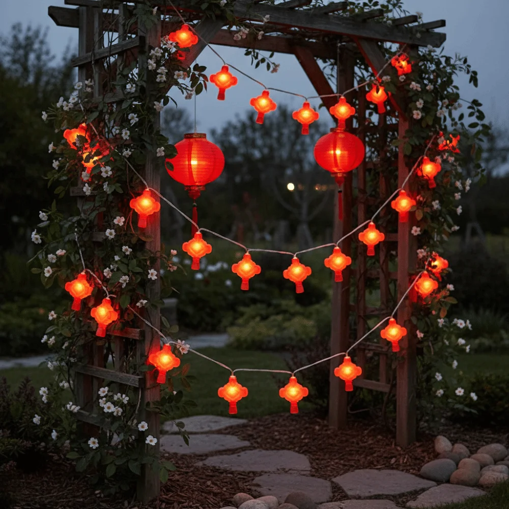 Chinese Style Spring Festival Lights Decor Red Color Good Luck Atmosphere Lamp Bright Traditional Wealth God Lantern String