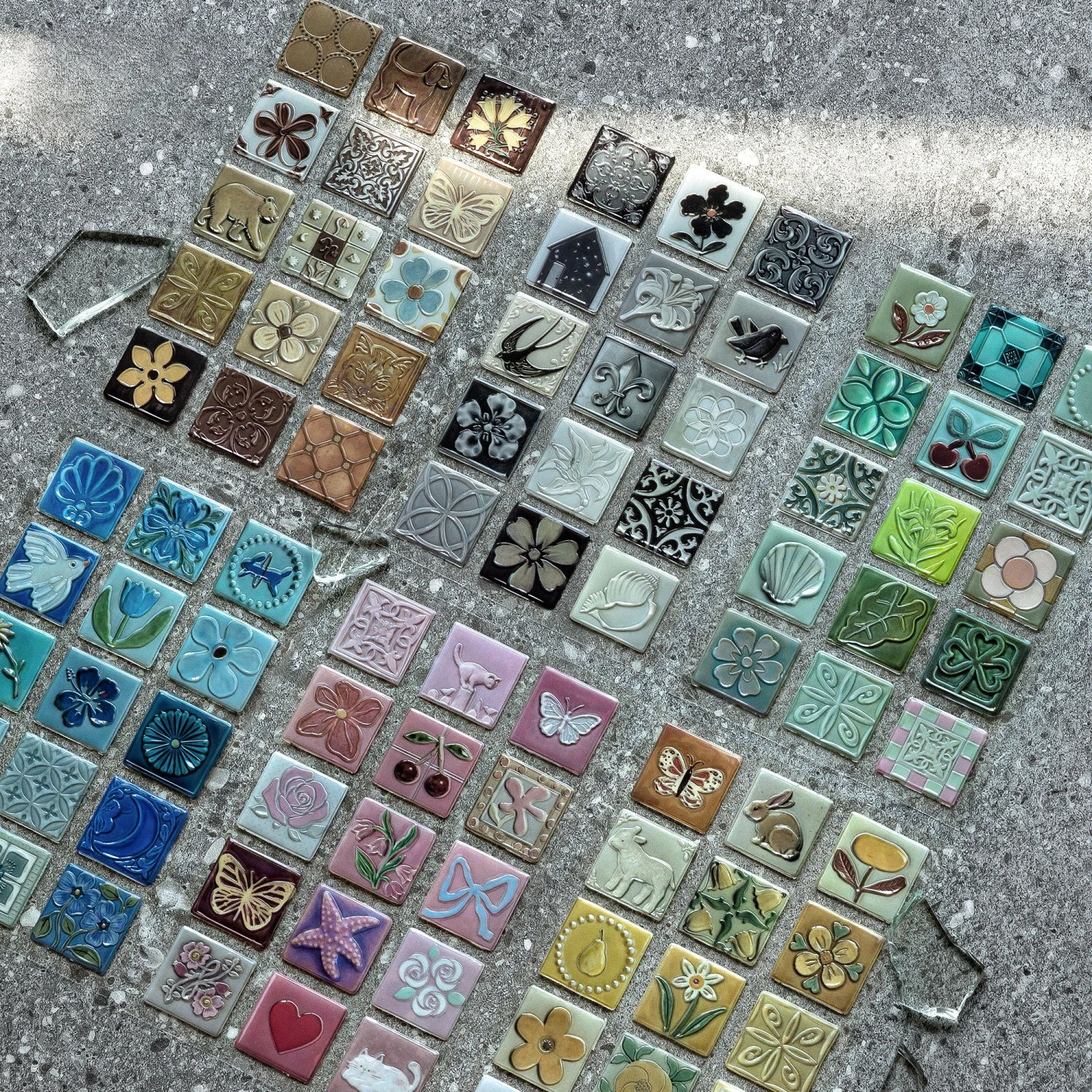 Vintage Flower Tile Relief Landscape Epoxy Sticker Creative DIY Journal Material Collage Scrapbooking Stationery