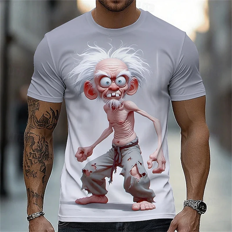 2025 Summer Funny Character Graphic Men's Y2K T Shirt Graphic Abstract Stylish Classic Short Sleeve Crew Neck Tees O Neck Tops