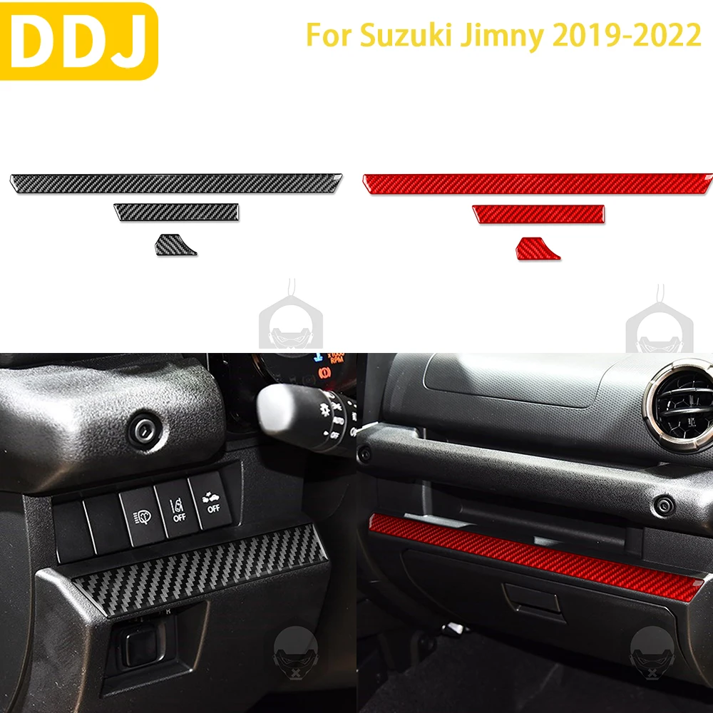 

For Suzuki Jimny 2019 2020 2021 2022 Accessories Real Carbon Fiber Car Interior Instrument Panel Trim Strip Sticker Decoration