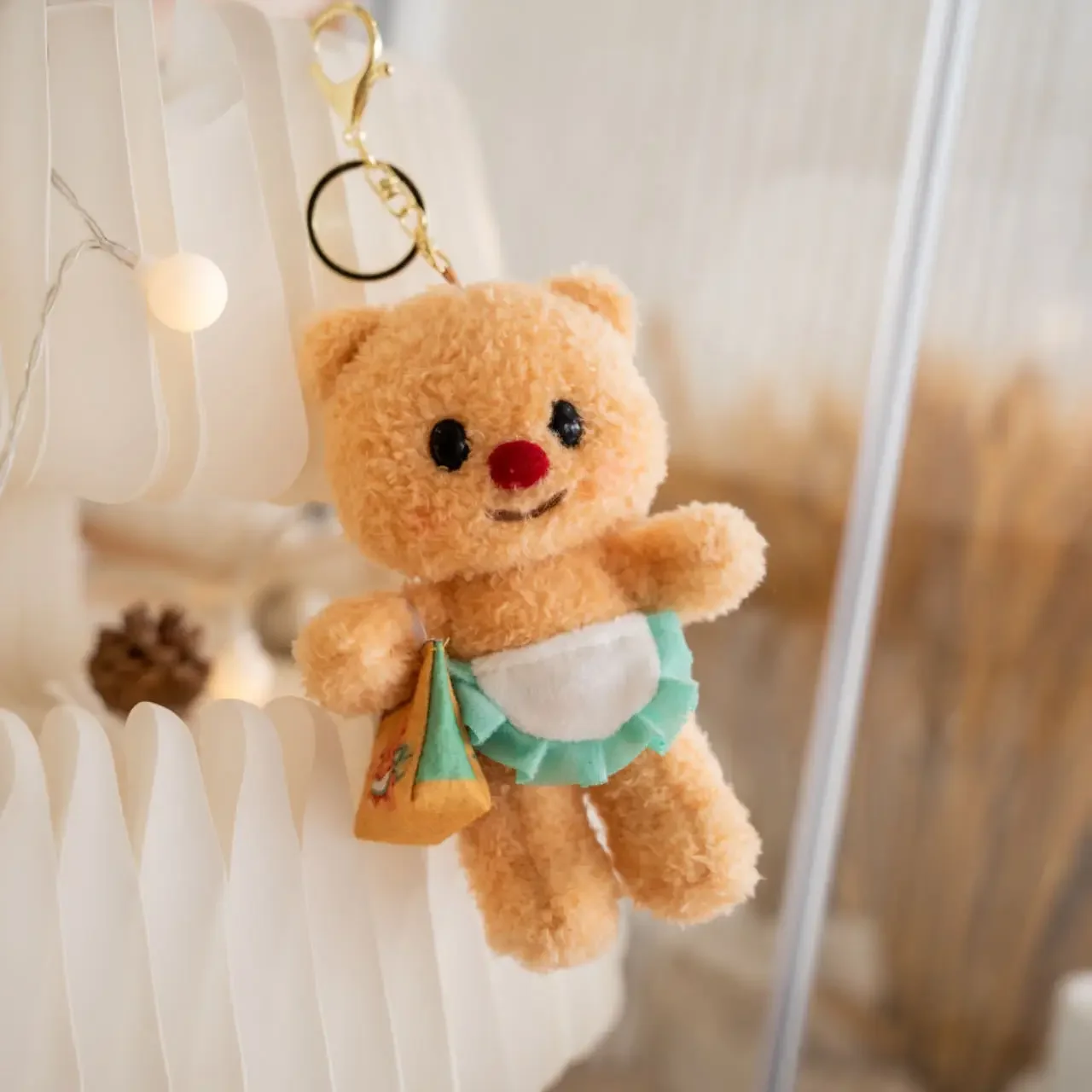 Cute 16cm Butter Bear Doll Soft Stuffed Plush Toys Hobbies Exquisite Kawaii Schoolbag Decoration Keychain Birthday Gift Girls