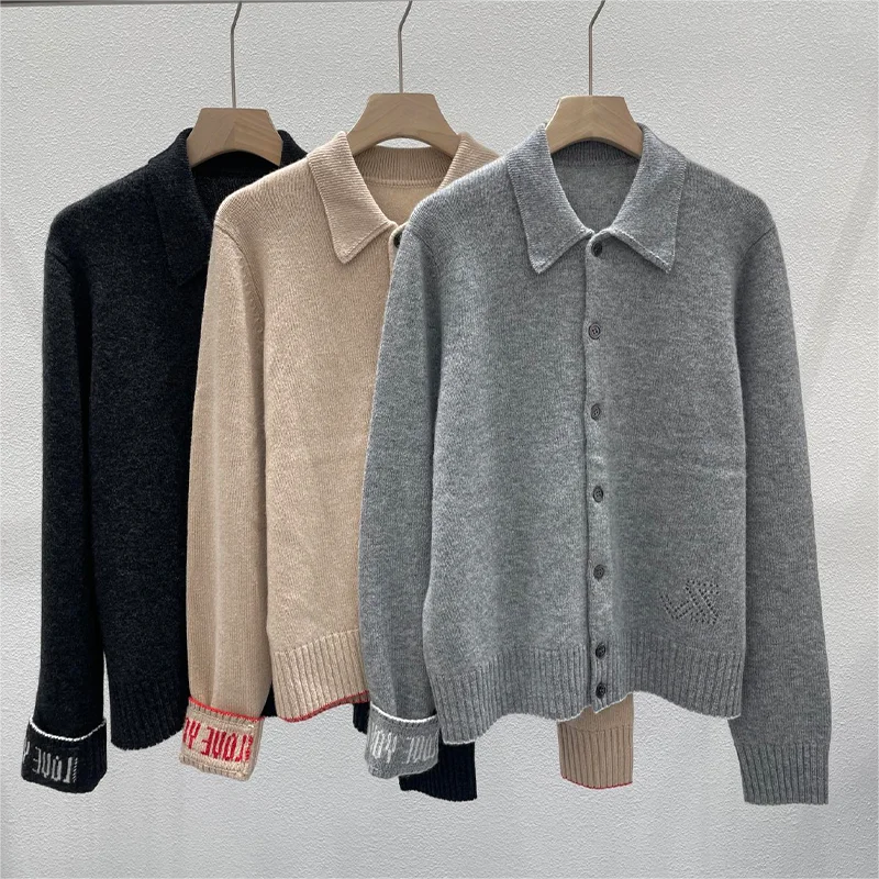 Zadig Wool Sweaters Female Fashion Solid Color Elegant Cuffs Loosen Sweaters Women Cashmere Chic Lapel Knitwear Sweater Tops