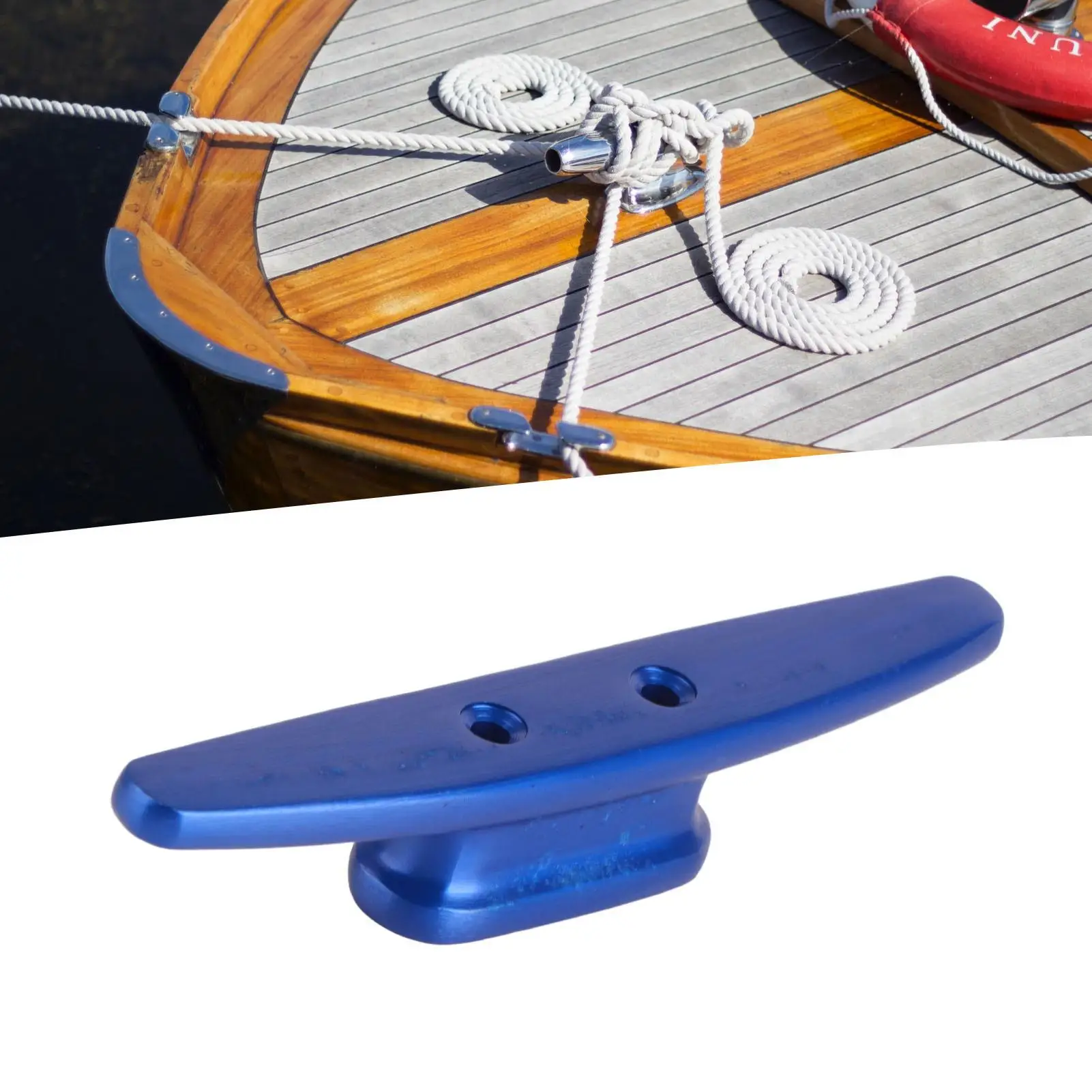 Marine Dock Rope Cleat - 6in Aluminum Tie Down Anchor, Impact-Resistant, Easy Install for Canoes & Small Boats