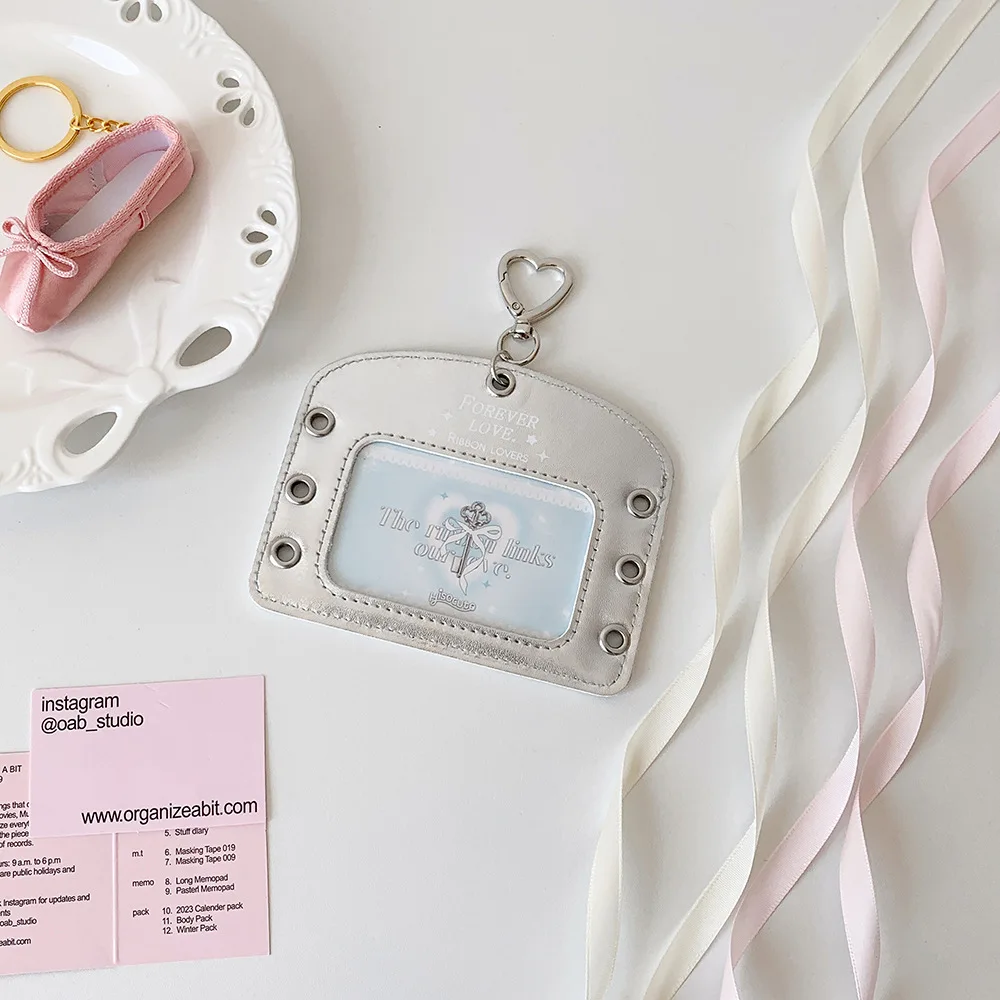 Hisocute Student Silver Ballet Style Ribbon ID Card, Meal Holder, Girl Star Chasing Pendant Card Holder